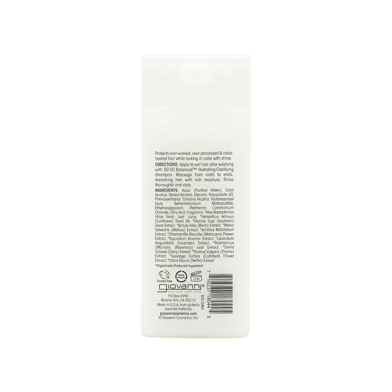 Giovanni 50:50 Balanced Hydrating-Calming Conditioner revitalizes hair with pure herbal extracts, vitamins, and proteins. This pH-balanced formula repairs color-damaged hair, locks in vibrancy, and enhances shine. Botanical essences provide deep moisturizing and soothing effects, leaving hair radiant and healthy.